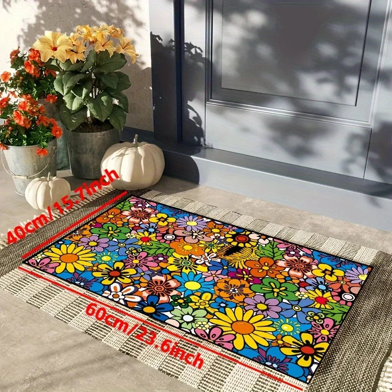 Navak Carpet Floral Door Mat Creative Entrance Theme Home Rug Decoration 100% Polyester Anti Slip Carpet Bedroom Accessories Felt Carpets