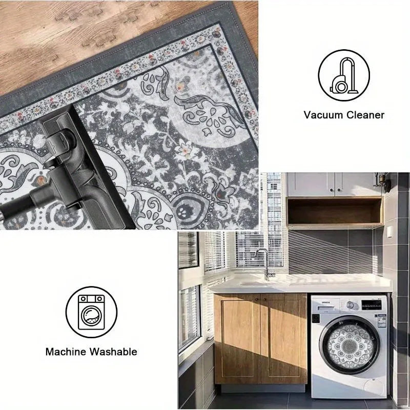 Navak Teppich 3-teiliges Set Bodenmatten Teppiche im Bohemian-Stil Küchenteppich Rutschfester, bequemer, waschbarer Küchendeko-Büro-Schlafzimmer-Flur
