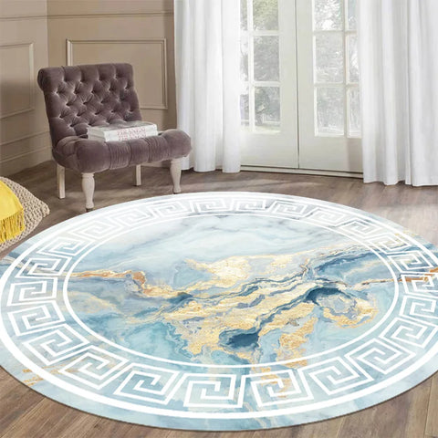 Navak Teppich, luxuriöser Stil, runder Teppich, Wohnzimmer, weiß, schwarz, grün, Marmormuster, Zimmerteppiche, waschbar, rutschfest, Dekor-Fußmatten für Schlafzimmer