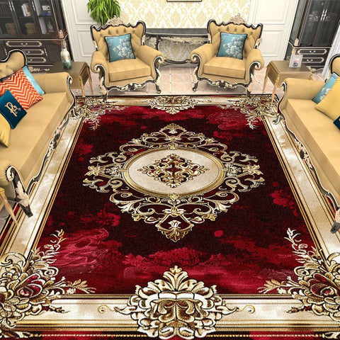 Navak Carpet European Gold Red Carpet Living Room Decoration Sofa Area Rugs for Bedroom Large Area Cloakroom Lounge Non-slip Floor Mats Ковер