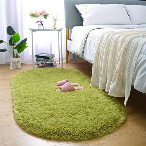 Navak Teppich, flauschiger Plüschteppich, Ellipse, für Kinderzimmer, Wohnzimmer, Sofa, Balkon, weicher, seidiger Teppich, Mädchenzimmer, Heimdekoration