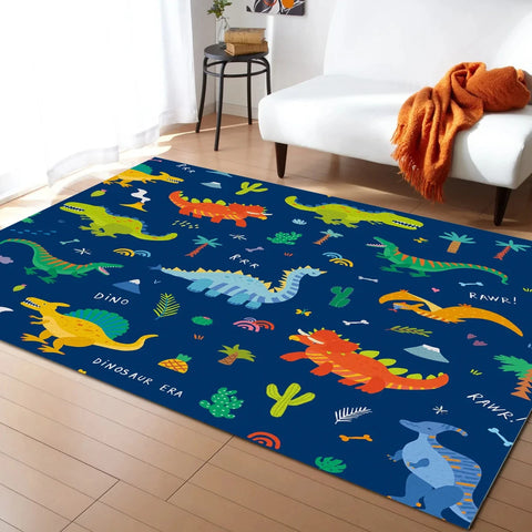 Navak Teppich, Cartoon-Dinosaurier-Teppich, Dino-Teppich, rutschfeste Dinosaurier-Bodenmatte für Spielzimmer, Klassenzimmer, Kinderzimmer-Dekor, Krabbelmatte für Kinder