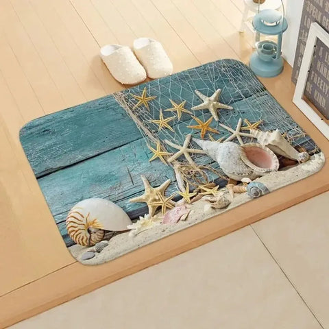 Navak Carpet Beach Seesternmuster Fußmatte Wohnzimmer Eingangsbereich Eingangsteppich Heimdekoration Küche Badezimmer saugfähige Bodenmatte