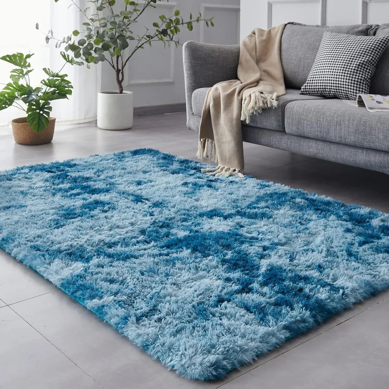 Navak Carpet Exclusive Picks Batik-Teppich, Wohnzimmer-Couchtischkissen, zottelig, waschbar, Schlafzimmer, modern, skandinavisch, weich, gemütlich, Heimdekor-Teppich