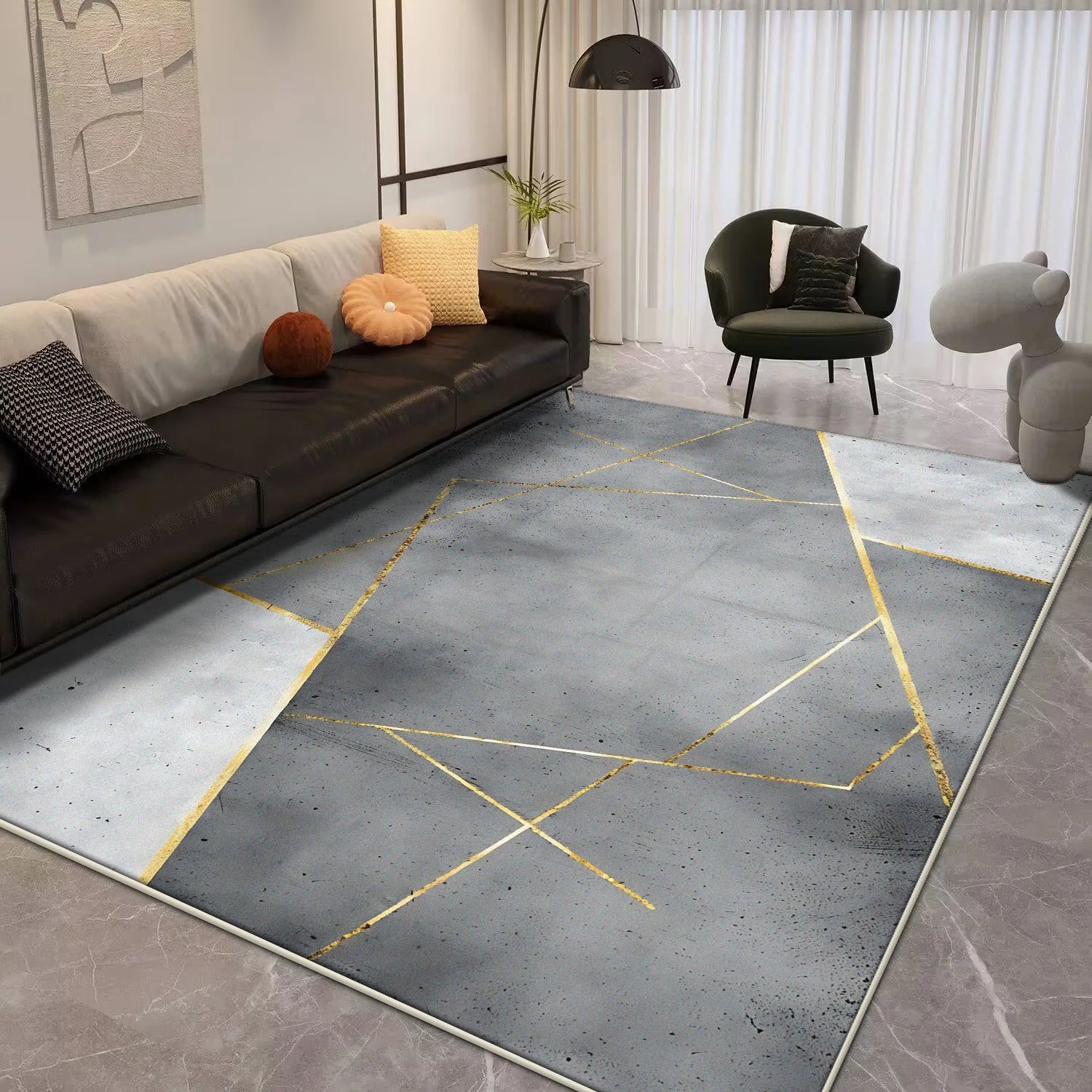 Navak Teppich, moderner geometrischer Teppich, Wohnzimmer, luxuriös, 160 x 230, große Teppiche für die Schlafzimmerdekoration, weiche, rutschfeste Bodenmatte für Kinderzimmer