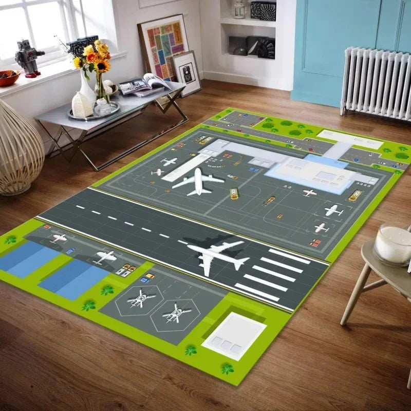 Navak Carpet Runway Airport Decor Rug Plane Apron Rug Kids Room Rug Boys Room Decor Playing Mat Birthday Gift Popular Area Floor Rug