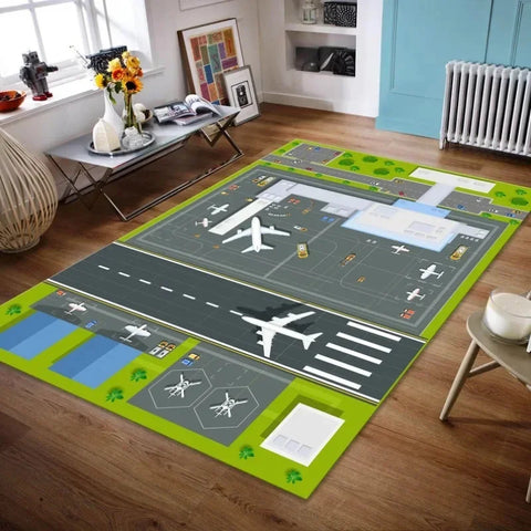 Navak Carpet Runway Airport Decor Rug Plane Apron Rug Kids Room Rug Boys Room Decor Playing Mat Birthday Gift Popular Area Floor Rug
