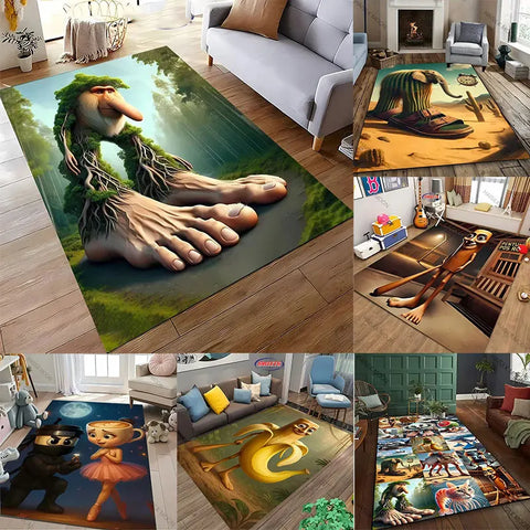 Navak Carpet Daily Picks Erstellt virtuelle Kreaturen, italienischer Brainrot-Cartoon-Teppich, für Wohnzimmer, Schlafzimmer, Nachttisch, Badezimmer, Bodenmatte, Heimteppich, Geschenk