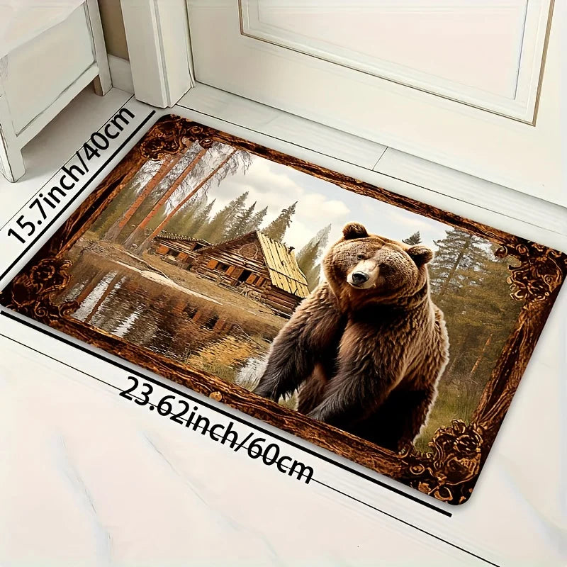 Navak Carpet Exclusive Picks Teppich mit Braunbär-Tiermuster, weicher, rutschfester Wohndekor-Wohnzimmerteppich, Zimmerteppich, Fußmatte für Badezimmer und Küche