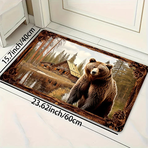 Navak Carpet Exclusive Picks Teppich mit Braunbär-Tiermuster, weicher, rutschfester Wohndekor-Wohnzimmerteppich, Zimmerteppich, Fußmatte für Badezimmer und Küche