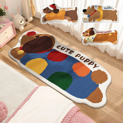 Navak Carpet Retro Carpet Cartoon Dog Shape Floor Mat Dachshund Floor Carpet Anti-slip Living Room Carpet Kitchen Floor Mat Entrance Doormat