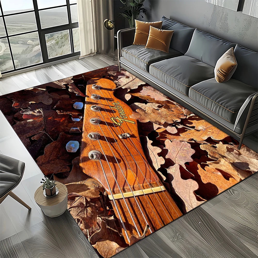 Navak Carpet 27 Style New 3D Fender Retro Gitarreninstrumente Musik Teppich Teppich für Wohnzimmer Schlafzimmer Zuhause Sofa Dekoration, rutschfeste Bodenmatte