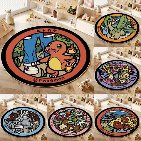 Navak Carpet Daily Picks Disney Anime Cartoon Pokemonzd Runde Bodenmatte Wohnzimmer Schlafzimmer Teppiche Niedliches Kind Rutschfester Waschbarer Teppich Wohnkultur