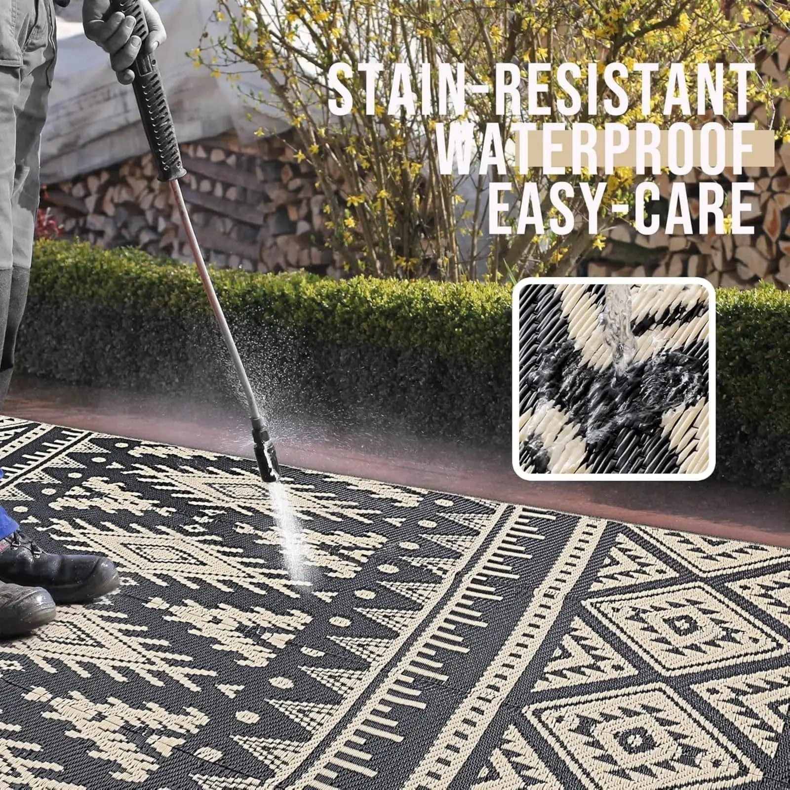Navak Carpet Olanly Wendbare Outdoor-Teppiche aus Kunststoff für die Terrasse, rutschfeste, wasserdichte Teppiche für Camping, große, faltbare Modeteppiche für das Dach