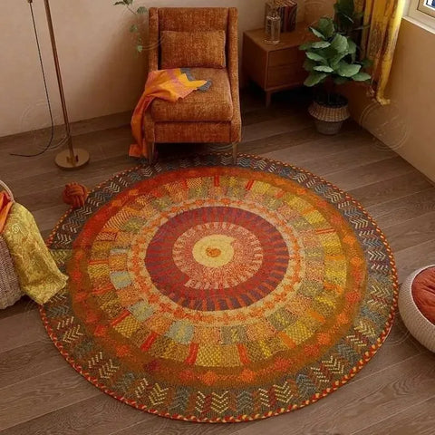 Navak Teppich, persischer Retro-Ethno-Stil, runder Wohnzimmerteppich, Couchtisch, Hängesessel, Drehstuhl, Bodenmatte, Schlafzimmer, Nachttischteppich