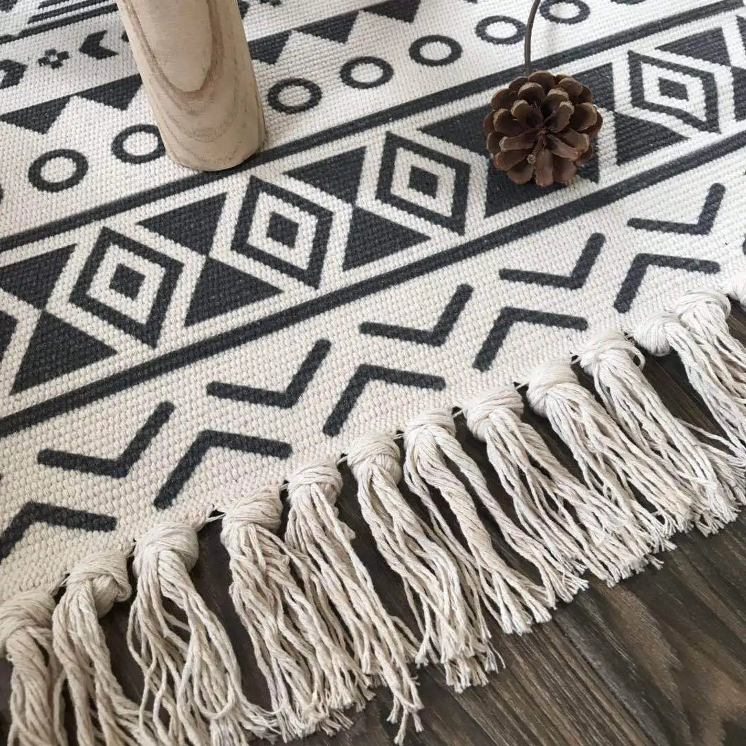 Navak Teppich, nordischer Teppich aus Baumwolle und Leinen, für Zuhause, Wohnzimmer, Sofa, Couchtisch, Decke, Schlafzimmer, Nachttisch, Bodenmatte, Fußmatte, maschinenwaschbar