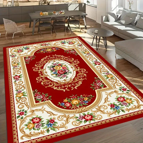 Navak Carpet Bohemian Style Printed Carpet Washable Soft Vintage Anti Slip Non Shedding Artificial Wool Indoor Entrance Dining Rooms