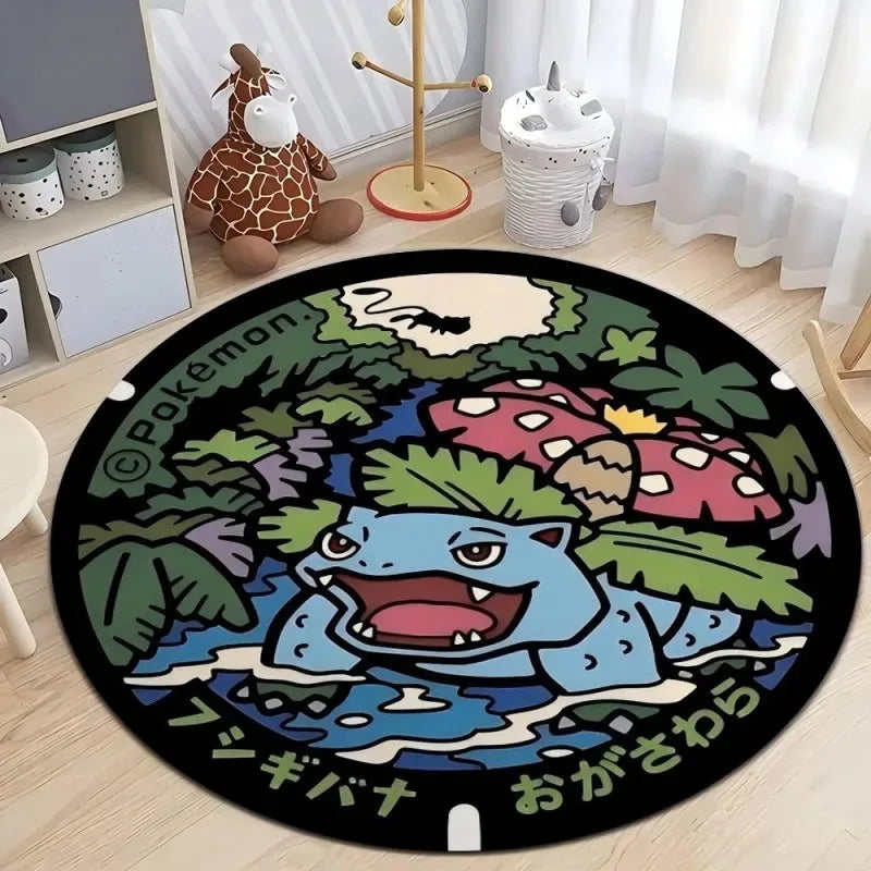 Navak Carpet Daily Picks Disney Japan Anime Pokemon Round Floor Mat Living Room Sofa Bedroom Rug Cute Non-Slip Machine Washable Carpet Home Decor