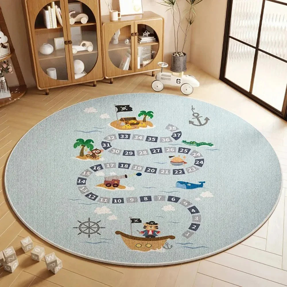 Navak Carpet Exclusive Picks Flanell-Teppich, Cartoon-Spiel, Wohnzimmermatte, runder Teppich, Couchtisch, Sofakissen, schmutzabweisend, rutschfest, Heimdekoration
