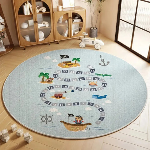 Navak Carpet Exclusive Picks Flanell-Teppich, Cartoon-Spiel, Wohnzimmermatte, runder Teppich, Couchtisch, Sofakissen, schmutzabweisend, rutschfest, Heimdekoration