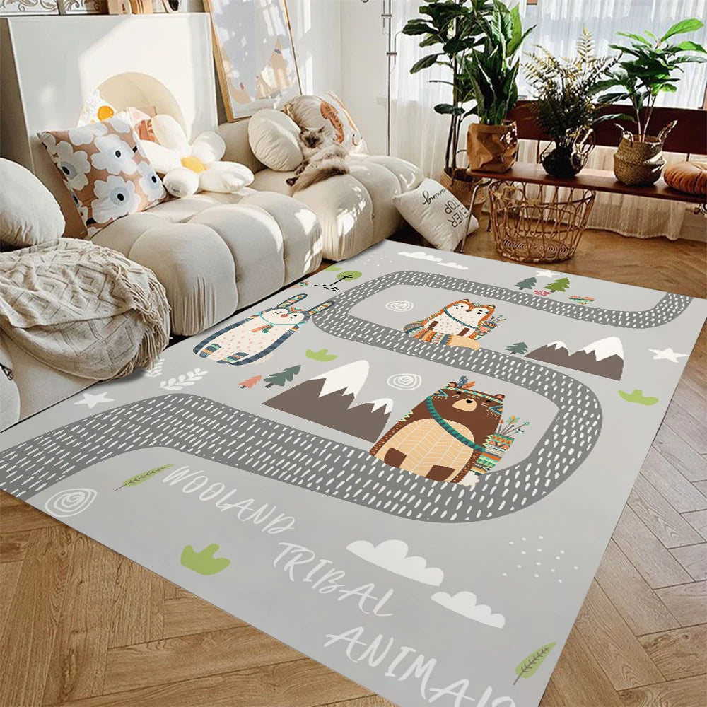 Navak Teppich Kinder Spielmatte, rutschfeste Flanell-Teppiche für Kinderzimmer, Zuhause, Wohnzimmer, Schlafzimmer, Küche, Teppich, maschinenwaschbare Bodenmatte