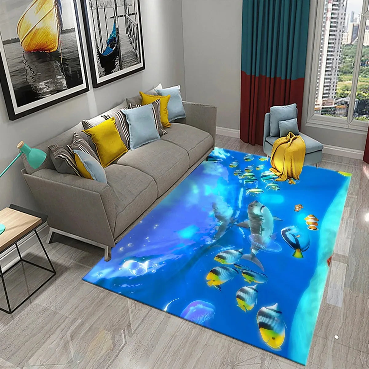 Navak Teppich 3D Hawaiian Meer Ozean Tropische Fische Teppich Wohnzimmer Fisch Tier Muster Kinder Schlafzimmer Weiche Boden Dekor