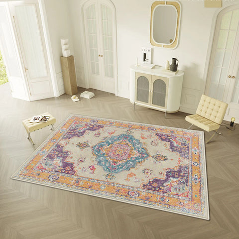 Navak Teppich, persischer Retro-Stil, Wohnzimmerteppich, leichte Luxusdekoration, Zuhause, leicht zu reinigende Bodenmatte, Schlafzimmer, Garderobe, rutschfester, waschbarer Teppich