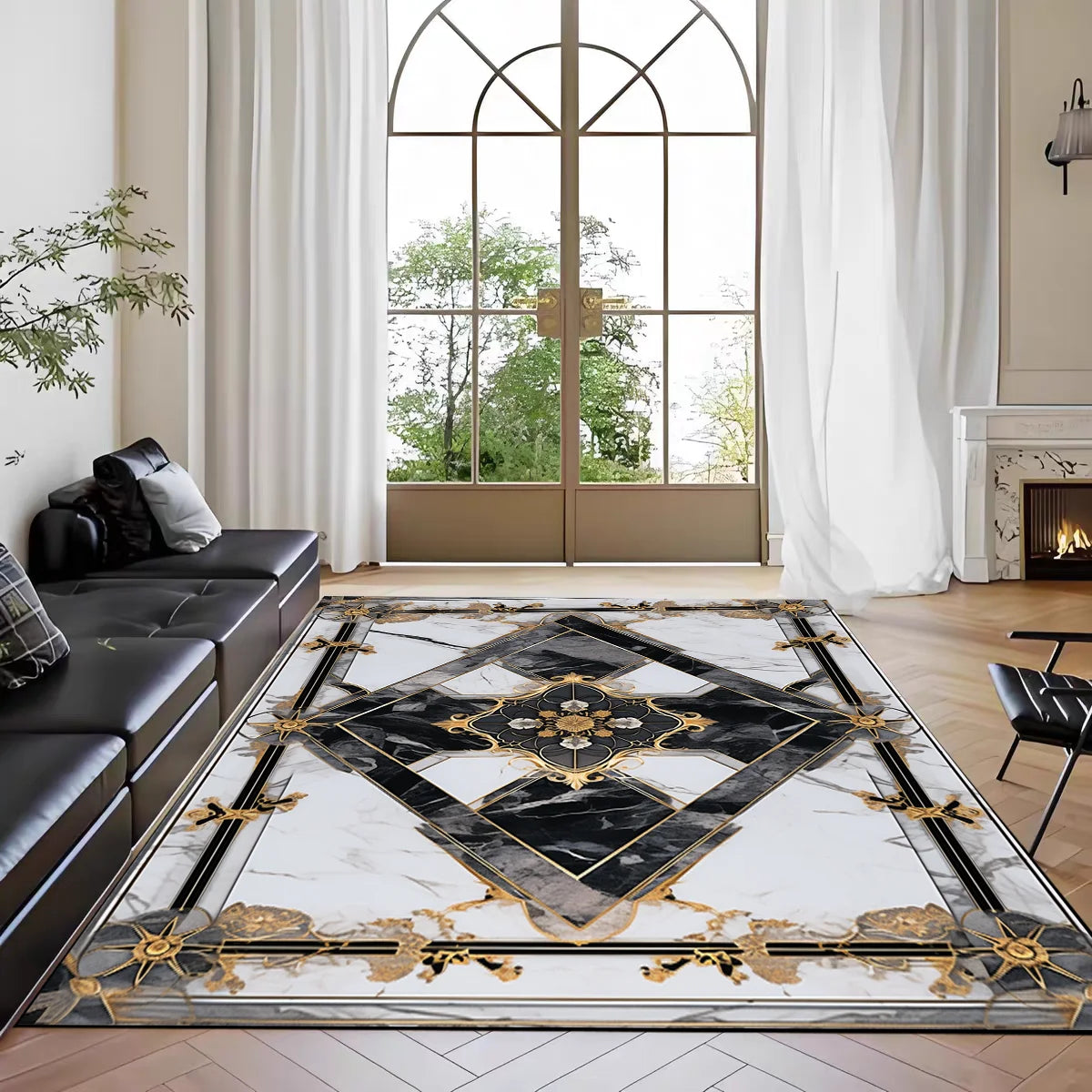 Navak Carpet Teppich mit nordischem Marmordruck, für das Wohnzimmer vor dem Sofa, rutschfeste, moderne Bodenmatte für das Schlafzimmer