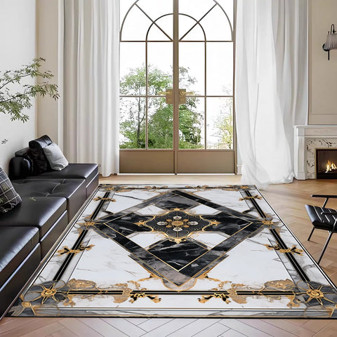 Navak Carpet Teppich mit nordischem Marmordruck, für das Wohnzimmer vor dem Sofa, rutschfeste, moderne Bodenmatte für das Schlafzimmer