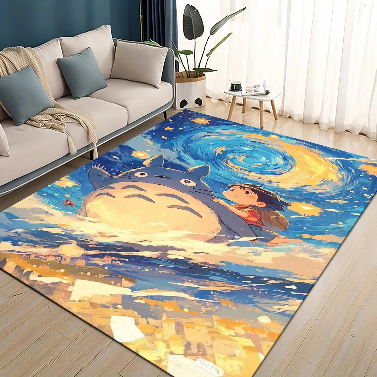 Navak Carpet 3D T-Totoros Cartoon-Teppich, Teppich für Wohnzimmer, Kinderzimmer, Sofa, Fußmatte, Dekoration, rutschfeste Bodenmatte für Kinder