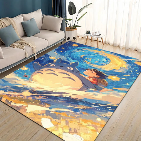 Navak Carpet 3D T-Totoros Cartoon-Teppich, Teppich für Wohnzimmer, Kinderzimmer, Sofa, Fußmatte, Dekoration, rutschfeste Bodenmatte für Kinder