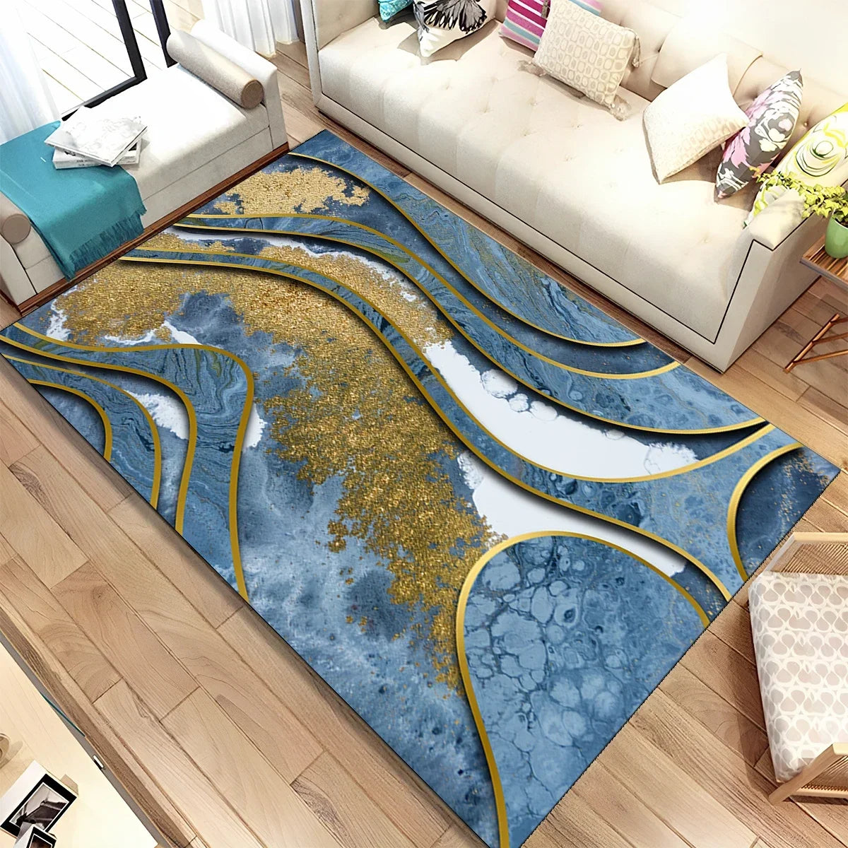 Navak Carpet Colour Gold Nordic Marble Splendid Area Rug Large Carpet Marbling Rugs for Home Living Room Bedroom Decor Door Mat Floor Mats