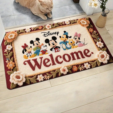 Navak Carpet Disney Friends‘ Warm Welcome Mat. Weich, saugfähig und rutschfest, Badezimmermatten, Yogamatten, Heimdekoration