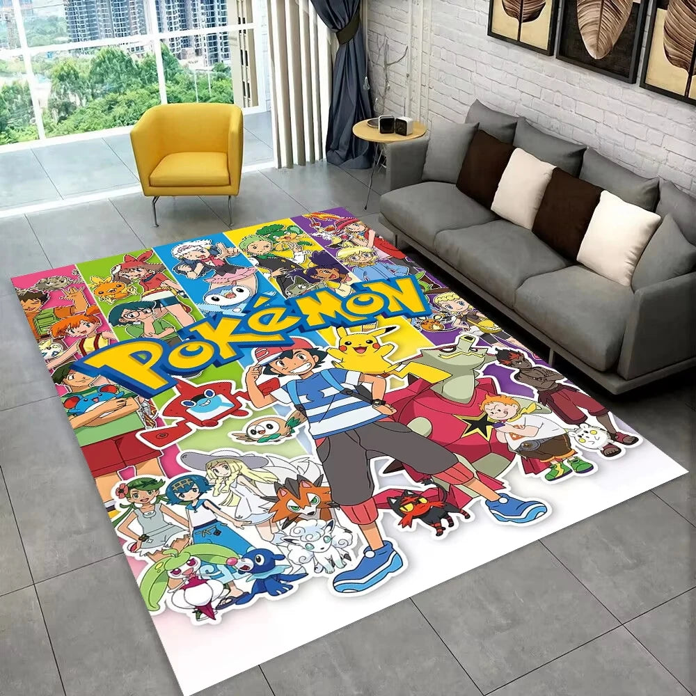 Navak Carpet Daily Picks Lustige Pokemon-Spiel-Cartoon-Bodenmatte für Kinderspielzimmer, Schlafzimmer, Wohnzimmer, weicher Teppich, Spielthema-Teppich, Männerhöhle-Dekor