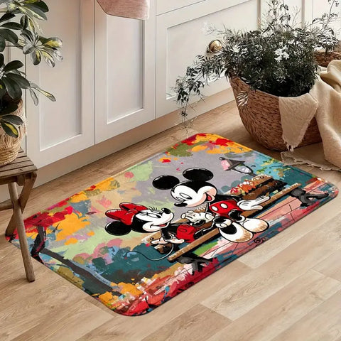 Navak Carpet Daily Picks Mickey & Minnie Welcome Door Mat Non-Slip Indoor Outdoor Entrance Mat Carpet for Living Room Bedroom Kitchen  Laundry Rug