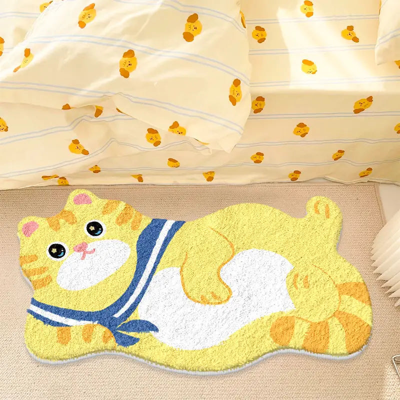 Navak Carpet Imitation cashmere special-shaped cartoon cat carpet bedroom living room cloakroom entry floor mat non-slip bedside floor mat
