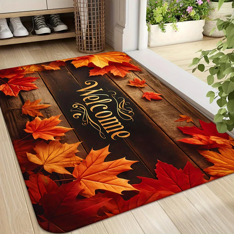Navak Teppich, Herbst, Thanksgiving, Ahornblätter, Willkommens-Fußmatte, Wohnzimmer, Eingang, rutschfeste Fußmatte, Küche, Flur, Balkon, Teppiche, Heimdekoration