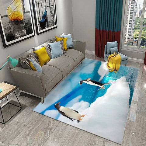 Navak Carpet Antarctica Penguin Pattern Carpet Lovely Animal Design Living Room Bedroom And Bathroom Non-Slip Carpet