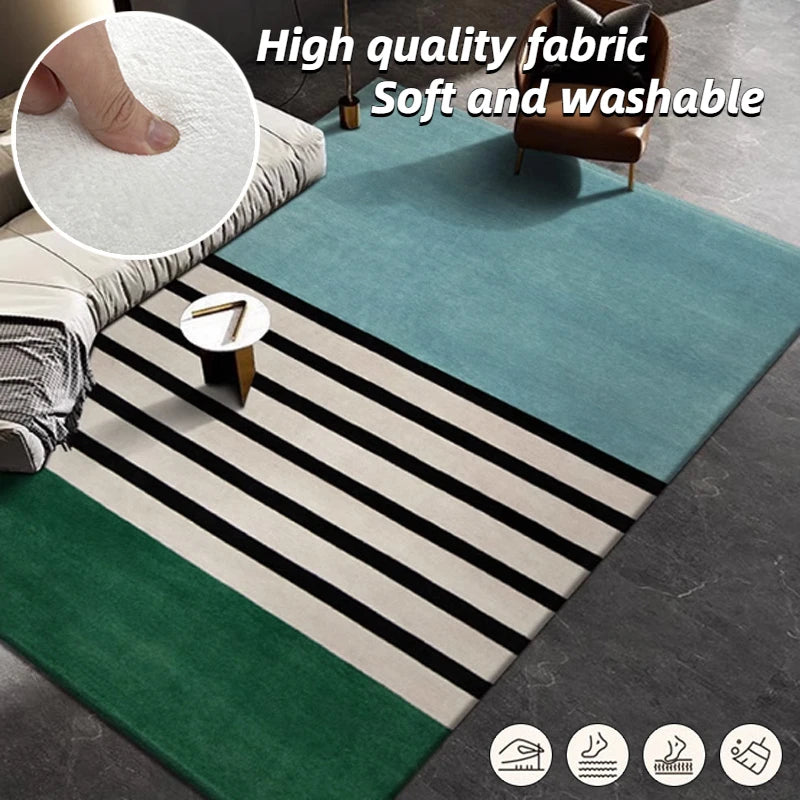 Navak Carpet Moderner Streifenteppich für Wohnzimmer, Schlafzimmer, Arbeitszimmer, große Größe, rutschfest, maschinenwaschbar, Bodenmatte