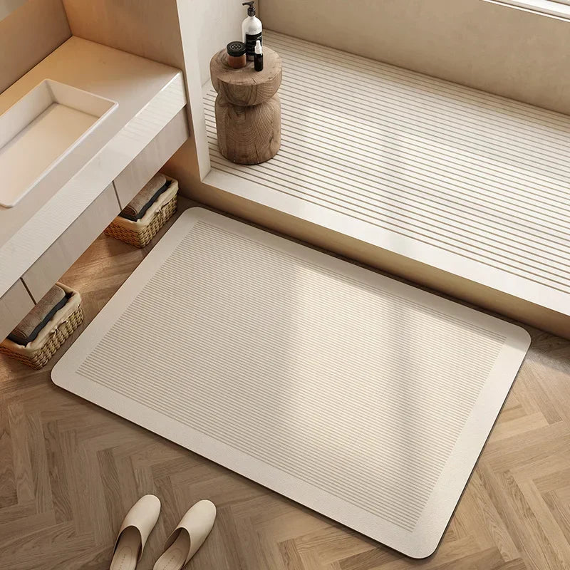 Navak Teppich, saugfähig, Badematte, rutschfest, für Badezimmer, Heimdekoration, cremefarben, beige, gestreift, Teppiche, Toiletteneingang, Kieselalgen-Schlammmatte