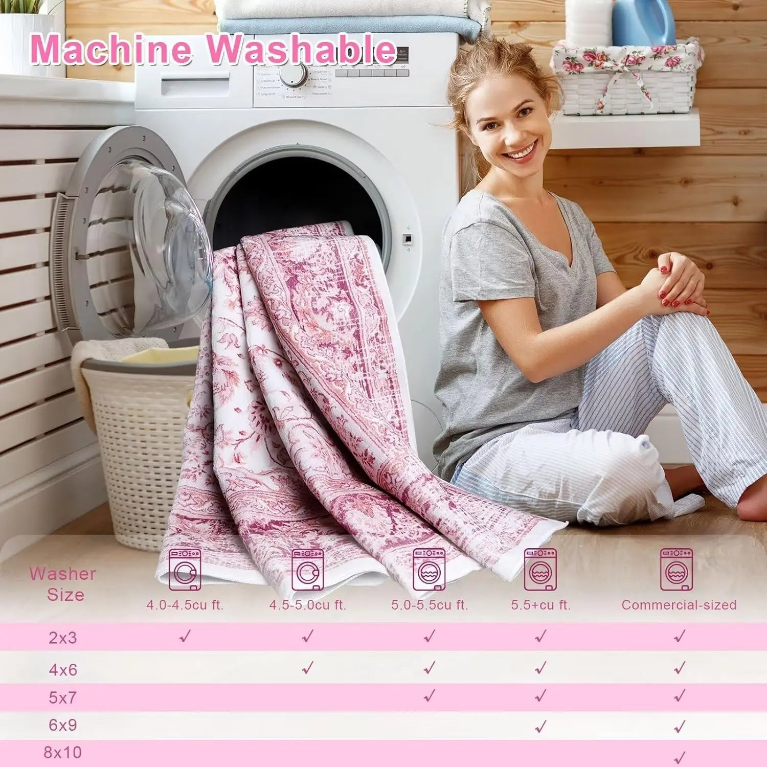 Navak Carpet Crystal Velvet Carpet Hellrosa Teppich für das Wohnzimmer, maschinenwaschbare Teppiche mit rutschfester Rückseite für Mädchenschlafzimmer, Cu