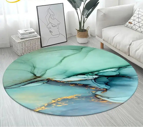 Navak Carpet Nordic Colour Green Gold White Marble Round Carpet Balcony Floor Mat Bathroom Living Room Home Yoga Coffee Mats Home Decor Rug