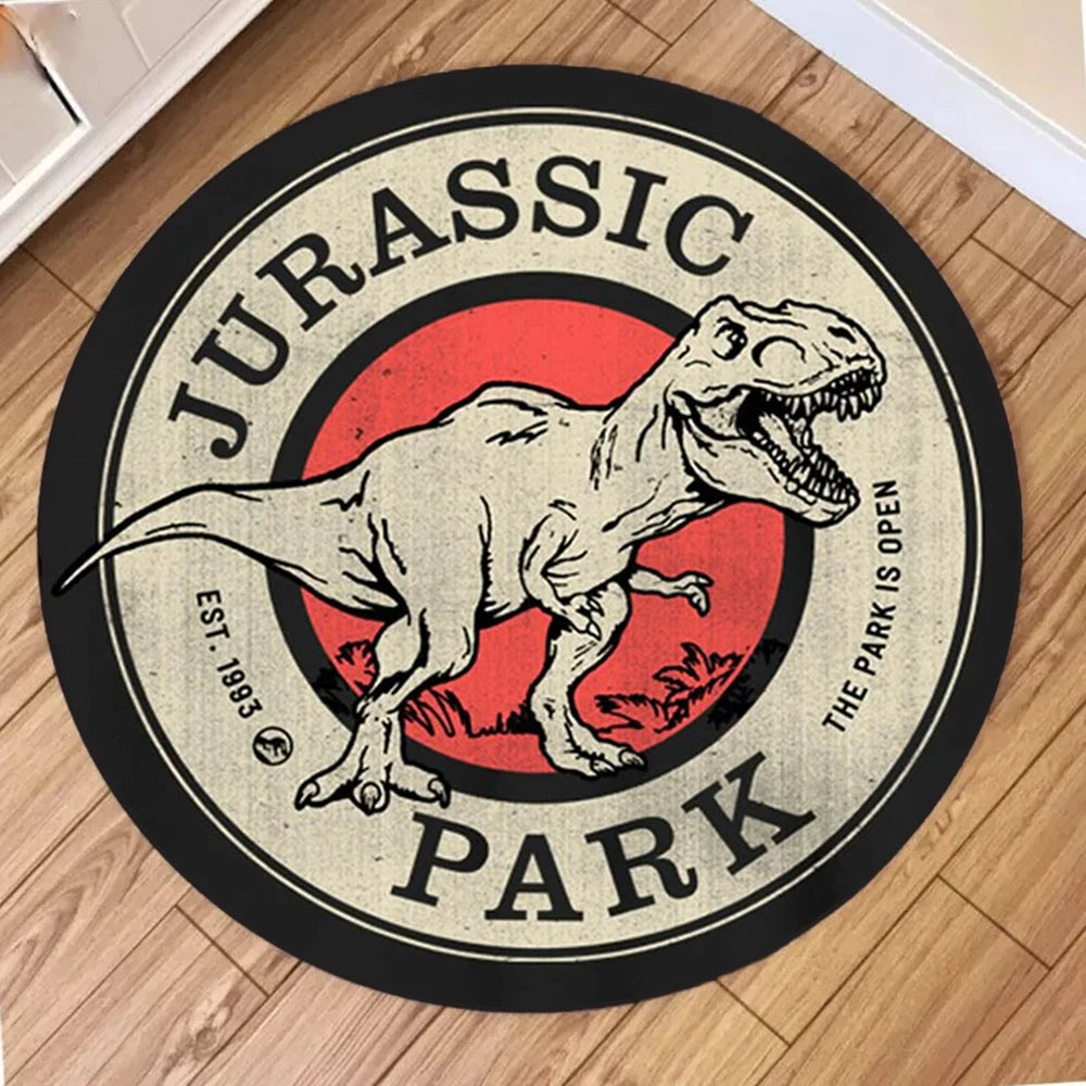 Navak Teppich, Cartoon-Dinosaurier-Druck, runder Teppich, rutschfest, kreisförmig, für Kinder, Schlafzimmer, Dekoration, Zuhause, Wohnzimmer, Sofa, Balkon, Flurmatte