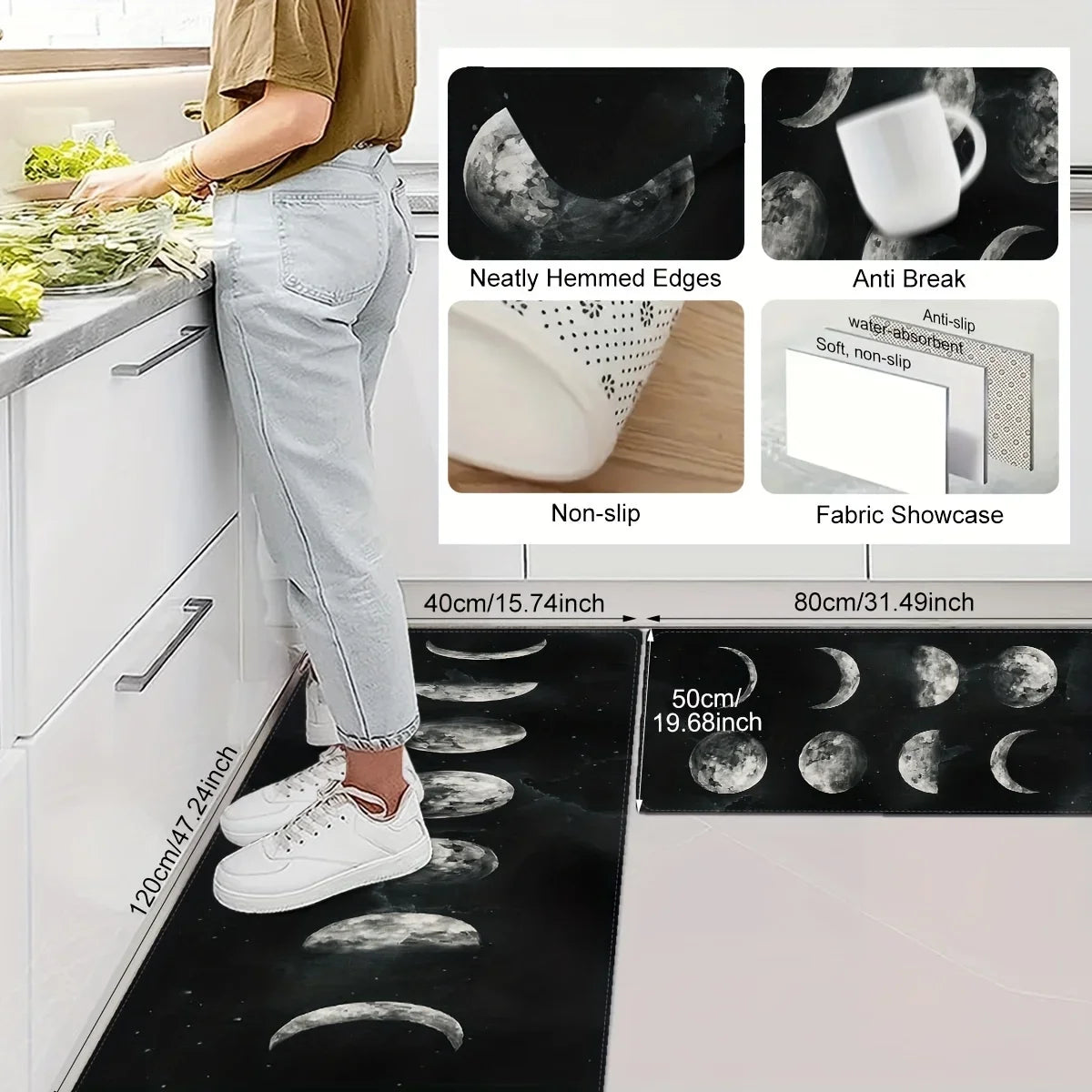 Navak Teppich Mondphasen Willkommen Eingang Fußmatte Home Decor Küche Flur Balkon Teppiche Badezimmer rutschfeste Matte Küche Läufer Teppich Dekor