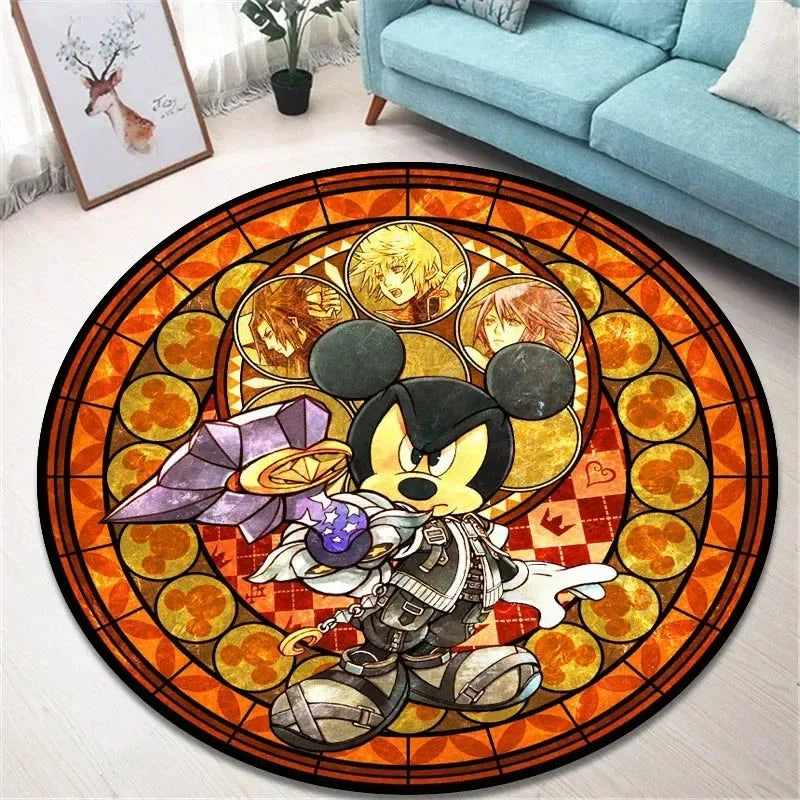 Navak Carpet Daily Picks Kingdom Hearts Cartoon-Teppich, runde Bodenmatte, Wohnzimmerteppich, Badezimmer, Küchenteppich, Fußmatte, rutschfeste Bodenmatte