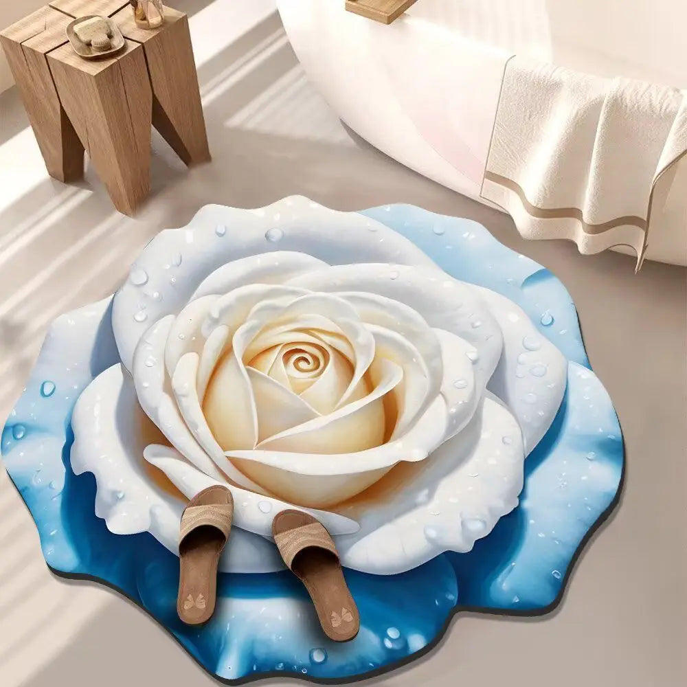 Navak Teppich, speziell geformter Blumenteppich, rutschfeste, weiche Badezimmer-Bodenmatte, 60 x 60 cm, saugfähige Türdichtung für Wohnzimmer, Teetisch, Nachttisch