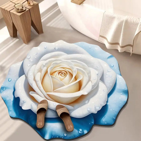 Navak Teppich, speziell geformter Blumenteppich, rutschfeste, weiche Badezimmer-Bodenmatte, 60 x 60 cm, saugfähige Türdichtung für Wohnzimmer, Teetisch, Nachttisch