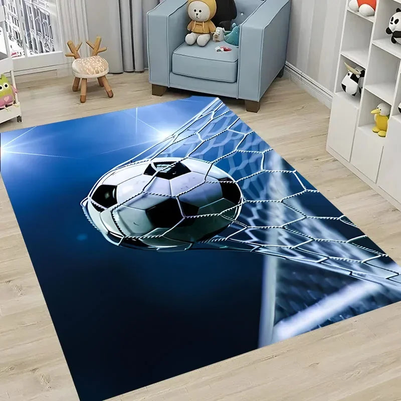 Navak Teppich, Ballsport-Thementeppich, Cartoon-Fußball-Bodenmatte für Kinderzimmer, Schlafzimmer-Dekoration, Fußball, große Flächenteppiche, Zuhause, Wohnzimmer, Flurteppich