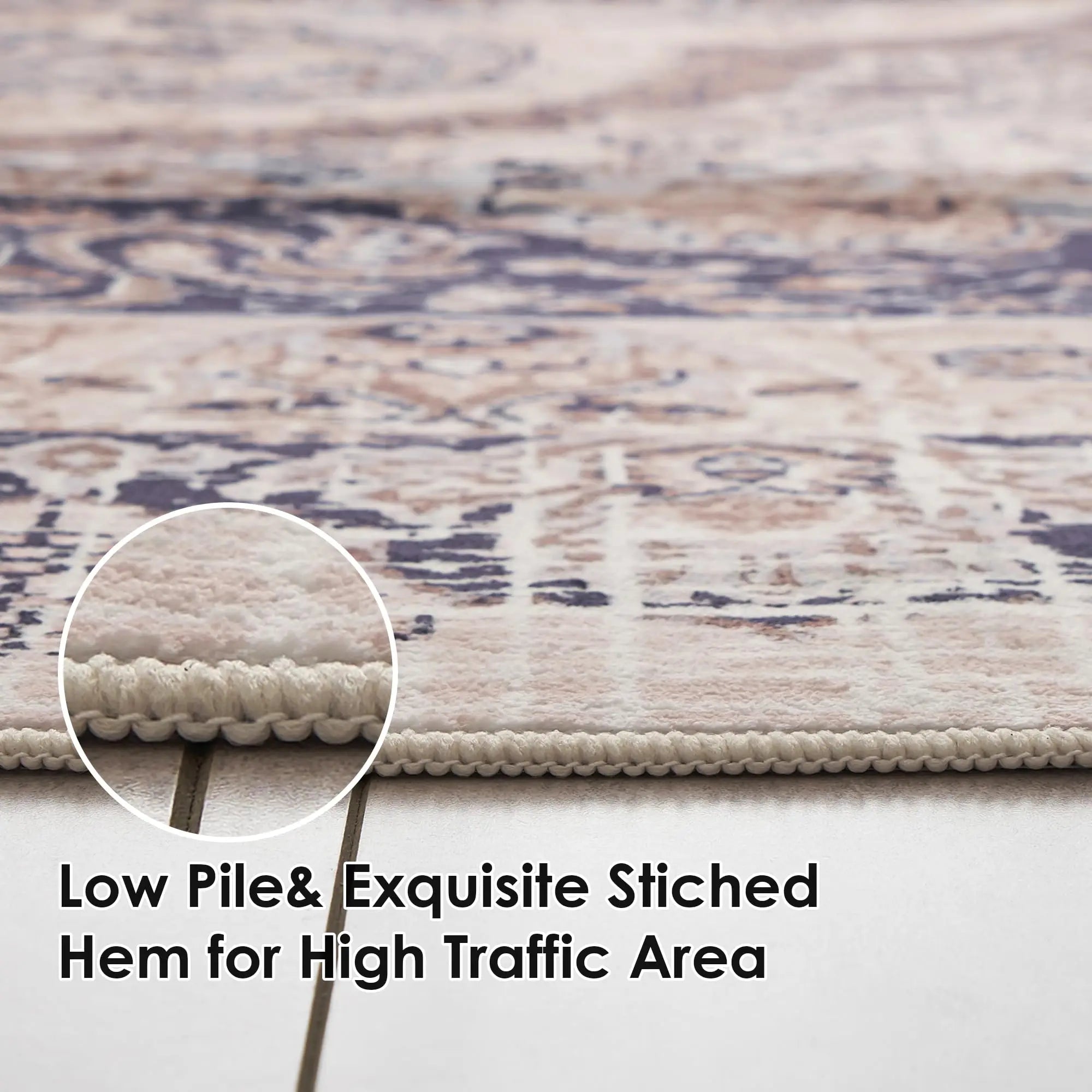 Navak Carpet Washable Area Rug,Area Rug for Living Room,Soft Area Rug for Bedroom,Vintage Design,TPR Anti-Slip Backing,Non Shedding