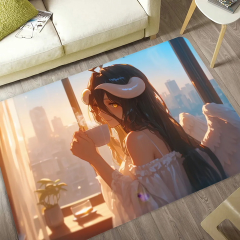 Navak Teppich Gamer Albedo Anime Sexy Girls Bodenmatte Nordischer Stil Home Fußmatte Badezimmer-Toilettenmatten Schlafzimmer Hotel Dekor Matte